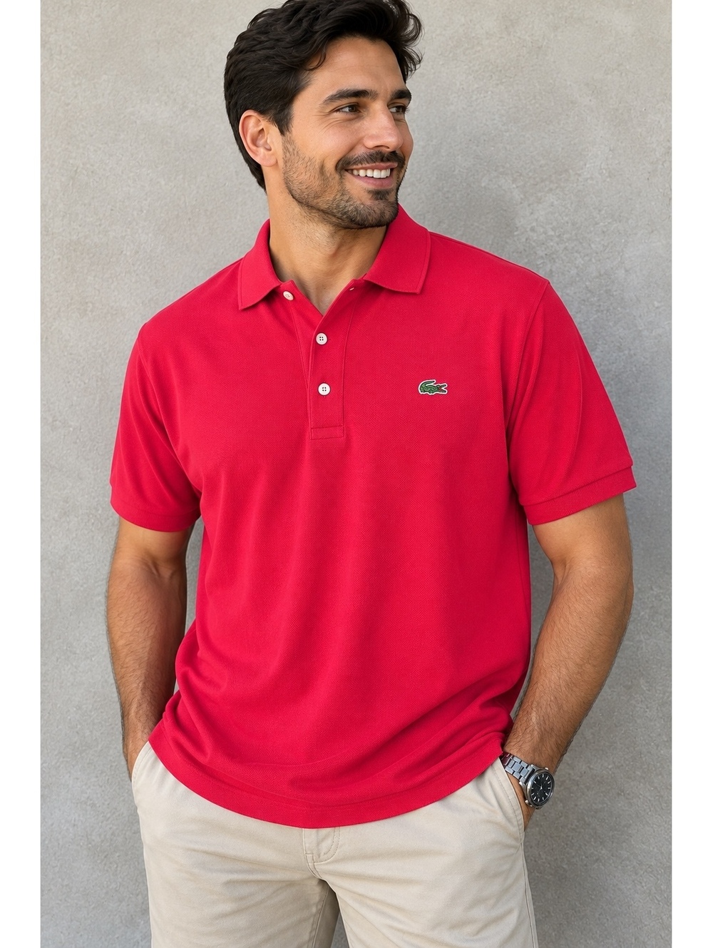 Lacoste Men’s Classic Fit Red Polo Shirt 100% Cotton Short Sleeve